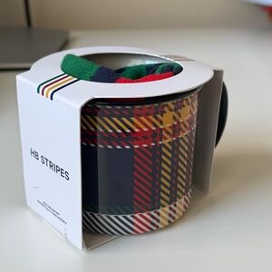 HBC Hudson’s Bay Company Plaid Mug and Striped Socks Gift Set